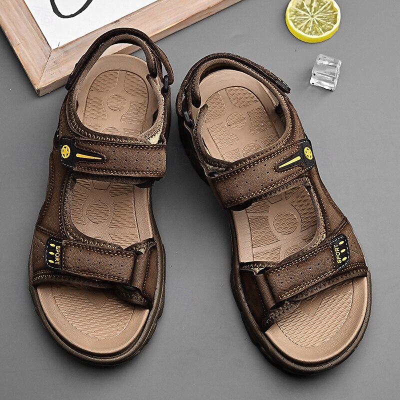 Men's Brown Sport Sandals with Adjustable Velcro Straps, Breathable Design and Durable Sole for Outdoor, Hiking and Casual Summer Wear2