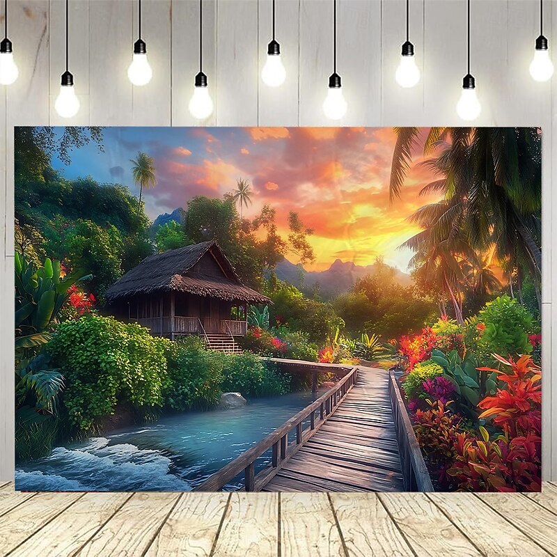 A Rural cottage path scenery Tapestry Wall Art Large Tapestry Mural Decor Photograph Backdrop Blanket Curtain Home Bedroom Living Room Decoration3
