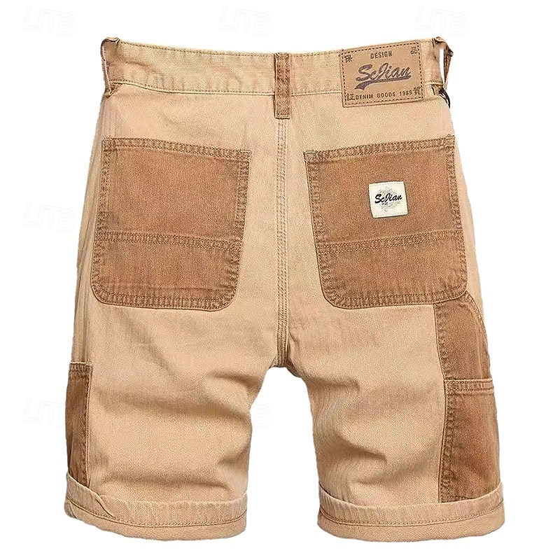 Men's Cargo Shorts Shorts Bermuda shorts Pocket Straight Leg Color Block Breathable Moisture Wicking Knee Length Outdoor Casual Daily Fashion Streetwear Khaki Micro-elastic2