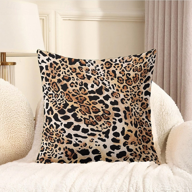 Leopard Pattern Decorative Toss Pillows Cover 1PC Soft Square Couch Cushion Case Pillowcase for Bedroom Livingroom Sofa Chair