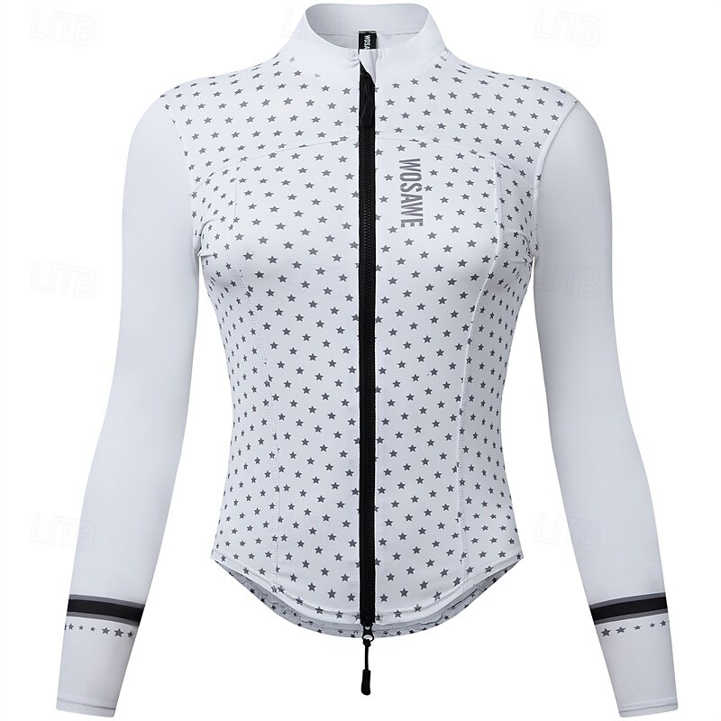Women's Cycling Jacket Cycling Jersey Color Block Long Sleeve Bike Jersey Raincoat with 3 Rear Pockets Mountain Bike MTB Quick Dry Breathable Sports White Pink Clothing Apparel2