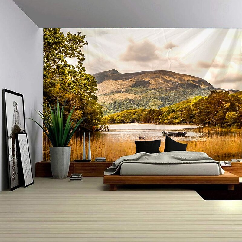 Landscape Forest Waterfall Hanging Tapestry Wall Art Large Tapestry Mural Decor Photograph Backdrop Blanket Curtain Home Bedroom Living Room Decoration4