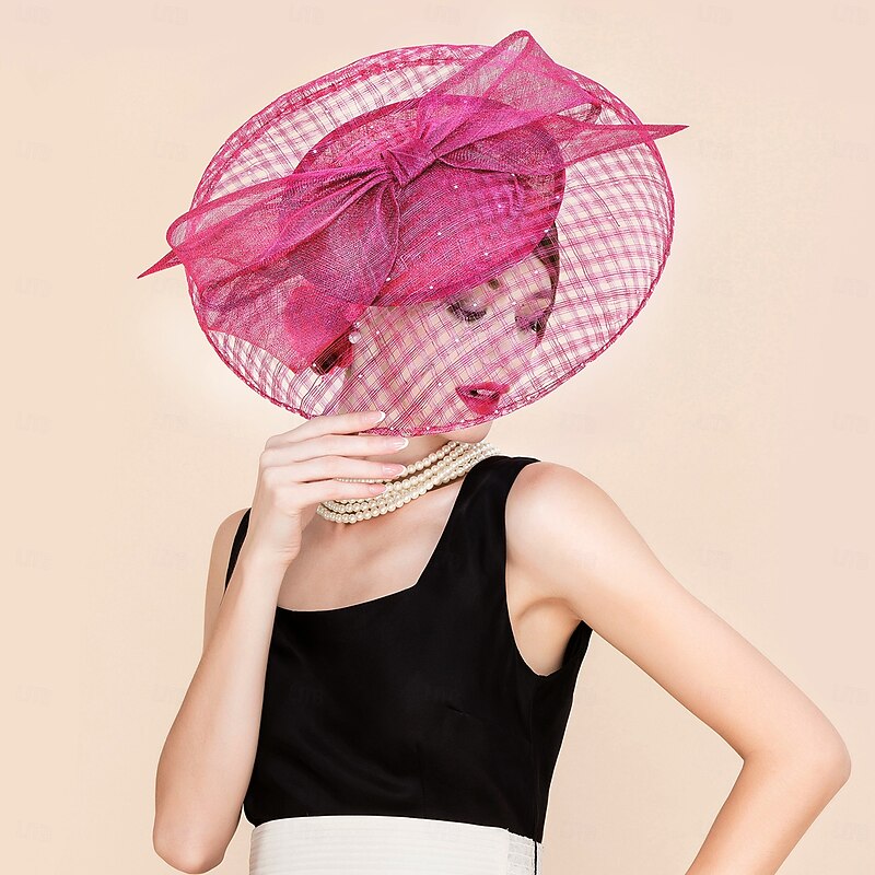 Hats Sinamay Top Hat Sinamay Hat Wedding Tea Party Elegant Wedding With Hollow-out Pure Color Headpiece Headwear2