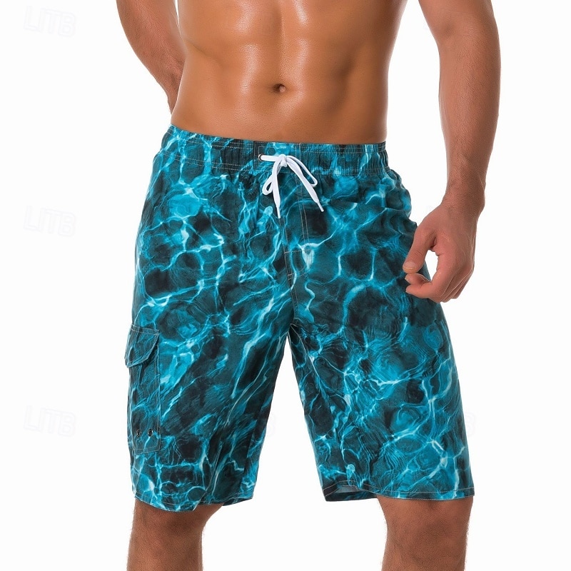 Men's Swim Trunks Swim Shorts Board Shorts Bottoms Drawstring with Pockets Swimming Surfing Beach Water Sports Gradient Printed Summer Spring2