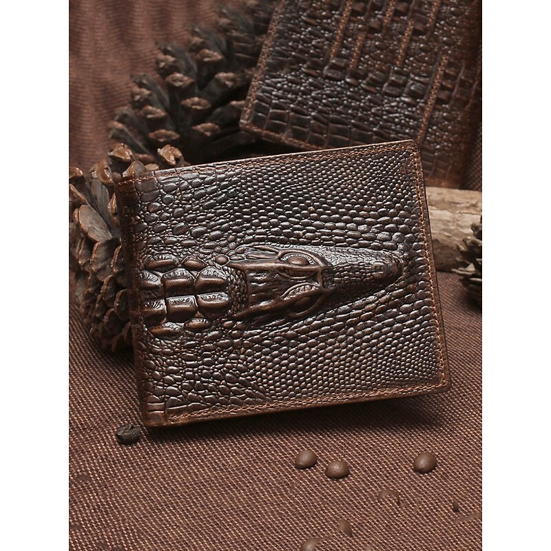 Men's Genuine Leather Wallet with Crocodile Head Design – Stylish and Durable, RFID Protection, Multiple Card Slots, Ideal for Casual and Formal Occasions2