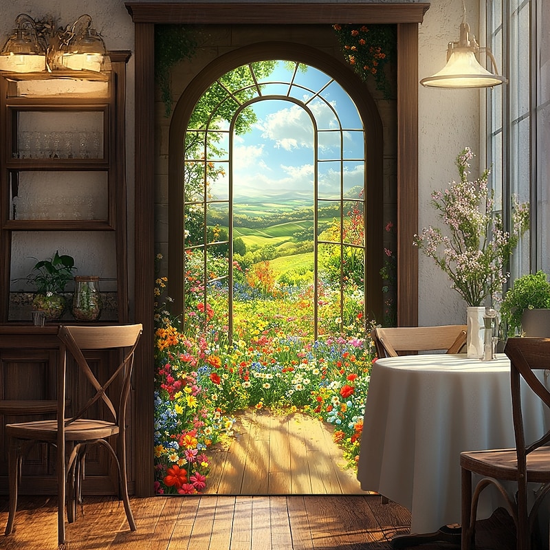 Landscape Door Decorations Door Covers Flowers Window Door Tapestry Door Curtain Decoration Backdrop Indoor/Outdoor Door Banner for Front Door Farmhouse4