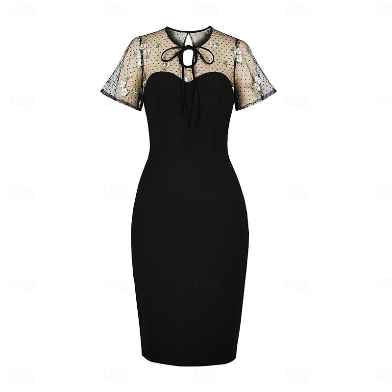 Retro Vintage 1950s Dress Pencil Dress Embroidered Fancy Dress Women's Carnival Masquerade Daily Wear Bachelorette Party Adults' Dress Homecoming Dresses