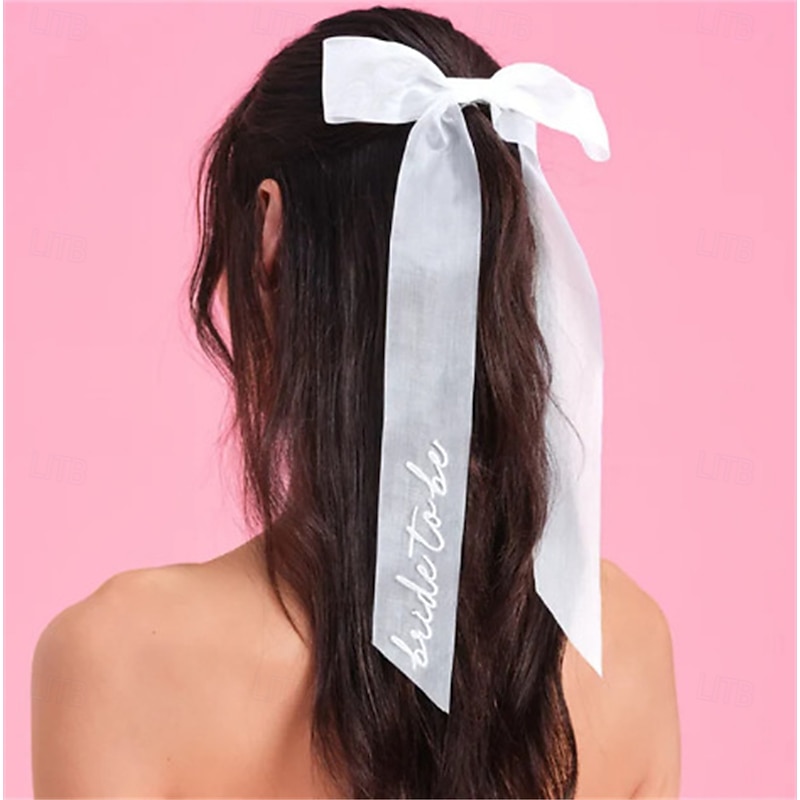 Single-Layer Large Elegant Bridal Bow Hair Clip with Faux Pearls, Sweet Style Tulle Ribbon, Fashionable Fairy-Tale Wedding Veil Accessory for Daily Use