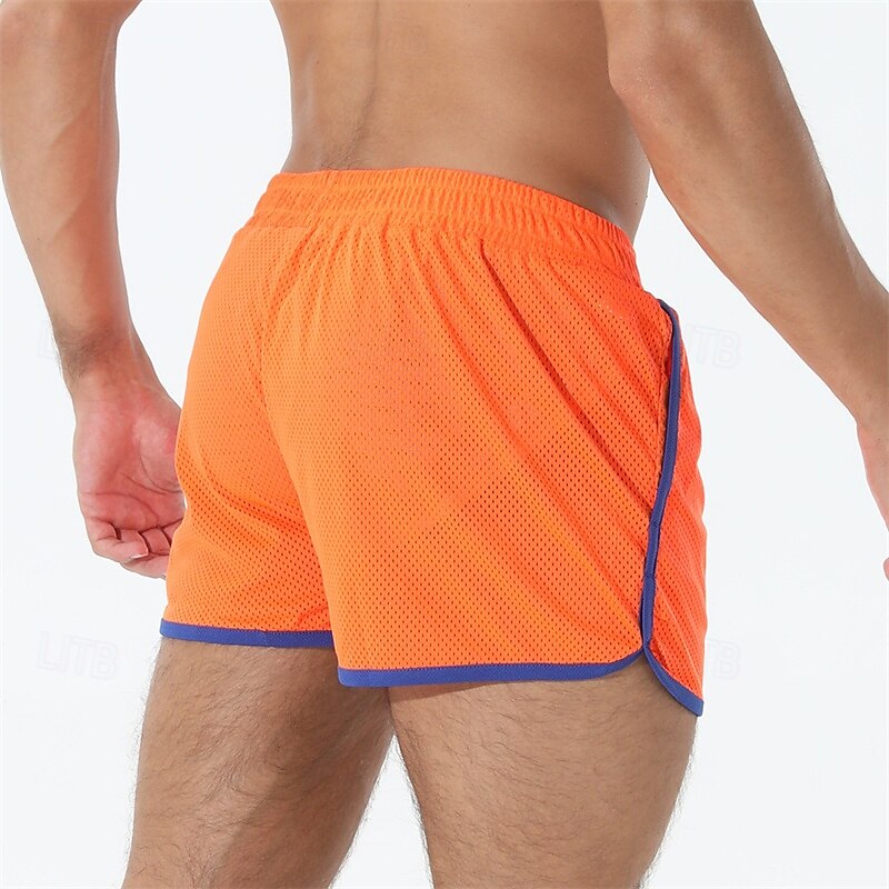Men's Athletic Shorts Shorts Running Shorts Gym Shorts Mesh Shorts Pocket Drawstring Elastic Waist Patchwork Comfort Short Sports Outdoor Daily Going out Fashion Casual Black White Micro-elastic3