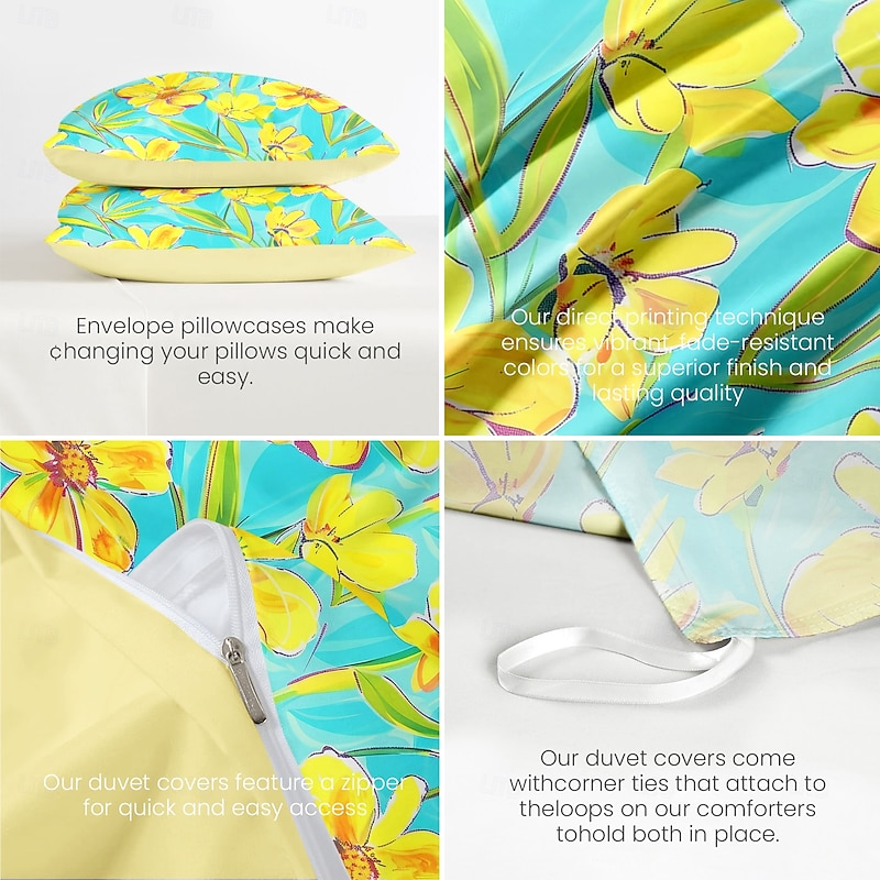 Geometric Vintage Duvet Cover Set Cotton Tropical Plants Pattern Set Soft 3-Piece Luxury Bedding Set Home Decor Gift Twin Full King Queen Size Duvet Cover4