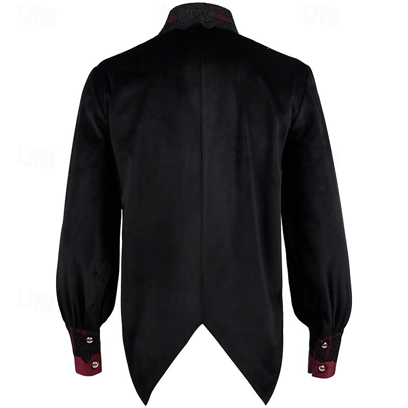 Punk & Gothic Medieval Renaissance Blouse / Shirt Vampire Gentleman Flounced Solid Color Fancy Dress Men's Fantasy Royal Steampunk Masquerade Performance Stage Renaissance Fair Adults' Shirt Blouse4