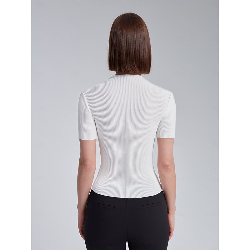 Chiffon See-Through Ribbed Knit Top3