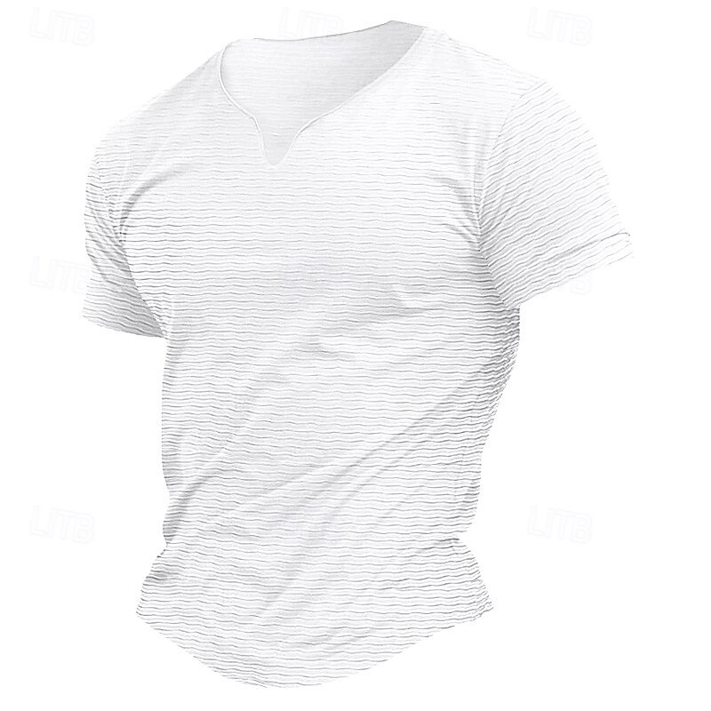 Men's T Shirt Tee Top Short Sleeves V Neck Summer Solid Color Fashion Designer Basic Knitting Vacation Street Going out Black White Top Tee for Men3