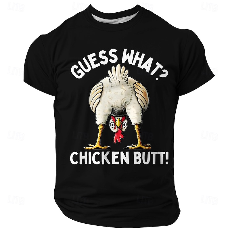 Funny Men's Chicken Butt Joke Graphic T-Shirt, Short Sleeve