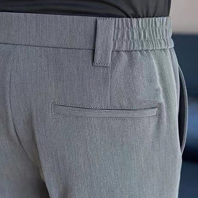 Men's Shorts Dress Shorts Pocket Elastic Waist Straight Leg Plain Comfort No-Iron Knee Length Office Business Daily Fashion Streetwear Black Khaki4