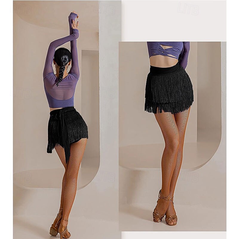 Fringe Dance Skirt for Girls Teenagers Latin Pencil Wrap Mini Skirts for Nightclub Festival Carnival4
