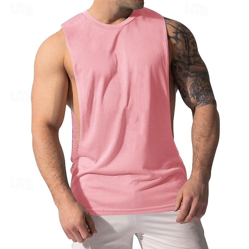 Men's Tank Top Vest Top Undershirt Sleeveless Shirt Sleeveless Crew Neck Summer Plain Fashion Designer Basic Basic Vacation Street Going out Black White Pink Top Tee for Men