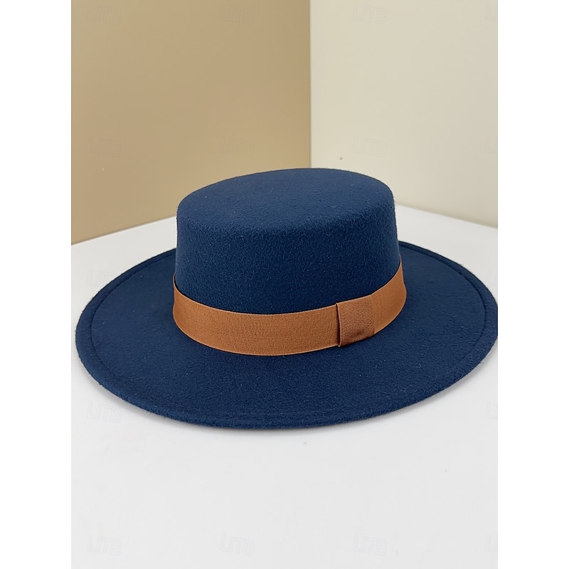 Hats Polyester Fedora Hat Wedding Elegant Vintage With Ribbon Tie Headpiece Headwear Hats Race Day Dress4