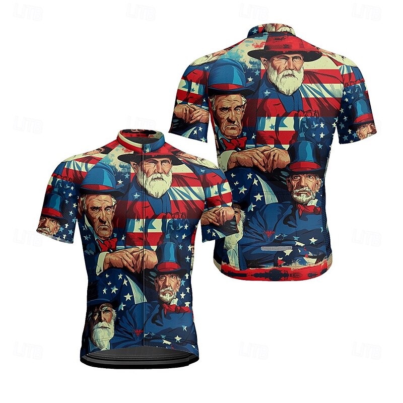 Men's Cycling Jersey National Flag Short Sleeve Bike Tee Tshirt Jersey with 3 Rear Pockets Mountain Bike MTB Quick Dry Anatomic Design Wicking Breathable Sports Blue Clothing Apparel2