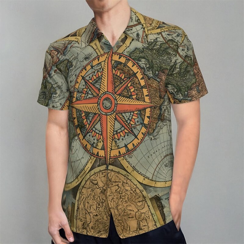 Retro Vintage 1970s Shirt Aloha Shirt Hippie Nautical Fancy Dress Men's Vacation Party Pride Parade Adults' Shirt