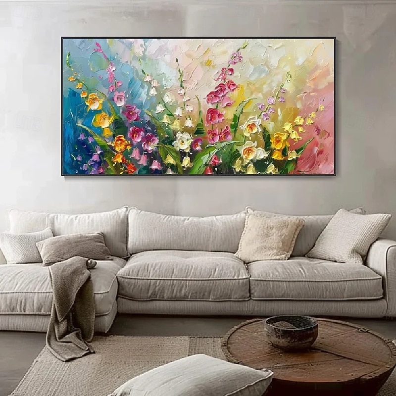 flower oil painting hand painted Wild flowers Painting handmade 3D Texture Blooming Flower Painting Canvas Extra Large Size Flora painting Wall Art Botanical painting Wall Art Decor Rose Art2