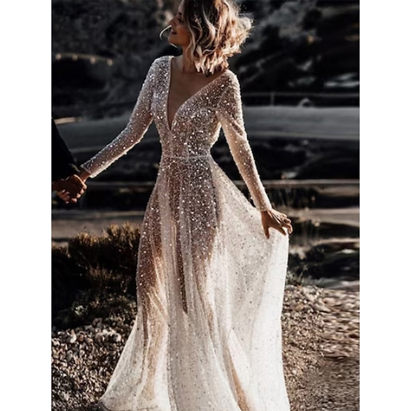 Wedding Dresses Ball Gown V Neck Long Sleeve Chapel Train Satin Bridal Gowns With Pleats Ruched3