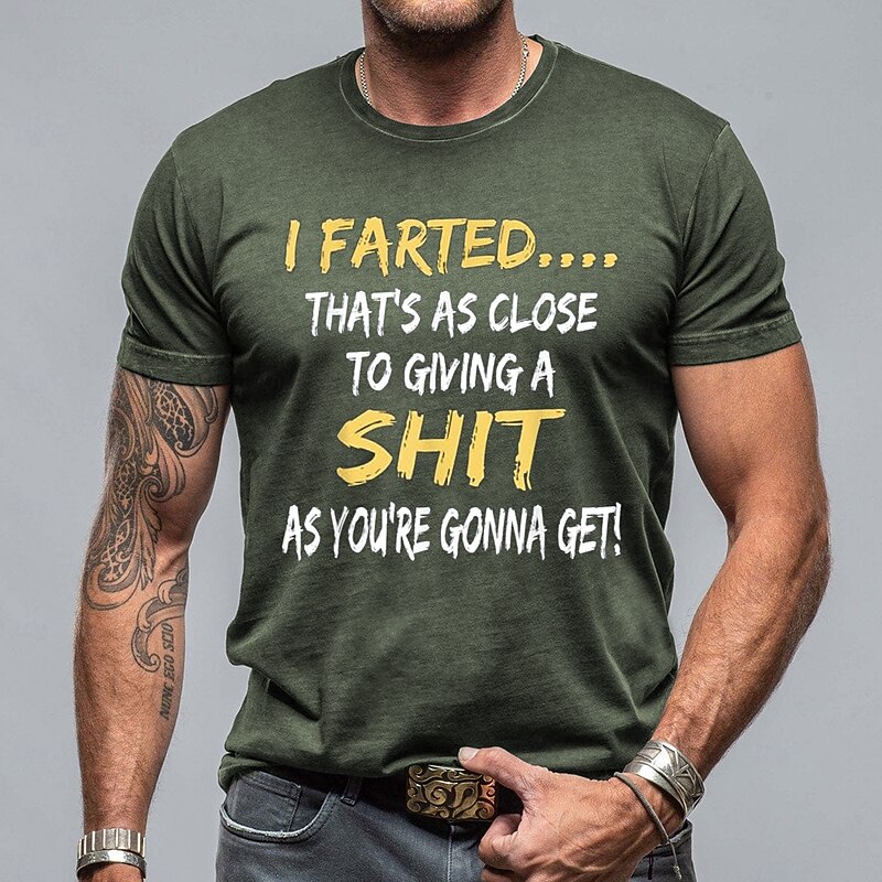 Men's Rude Offensive Funny T Shirt Short Sleeve T shirt 3D Print Crew Neck Shirt Fashion Daily Street Daily Blue Brown Green Summer Spring Clothing Apparel S M L XL XXL XXXL3