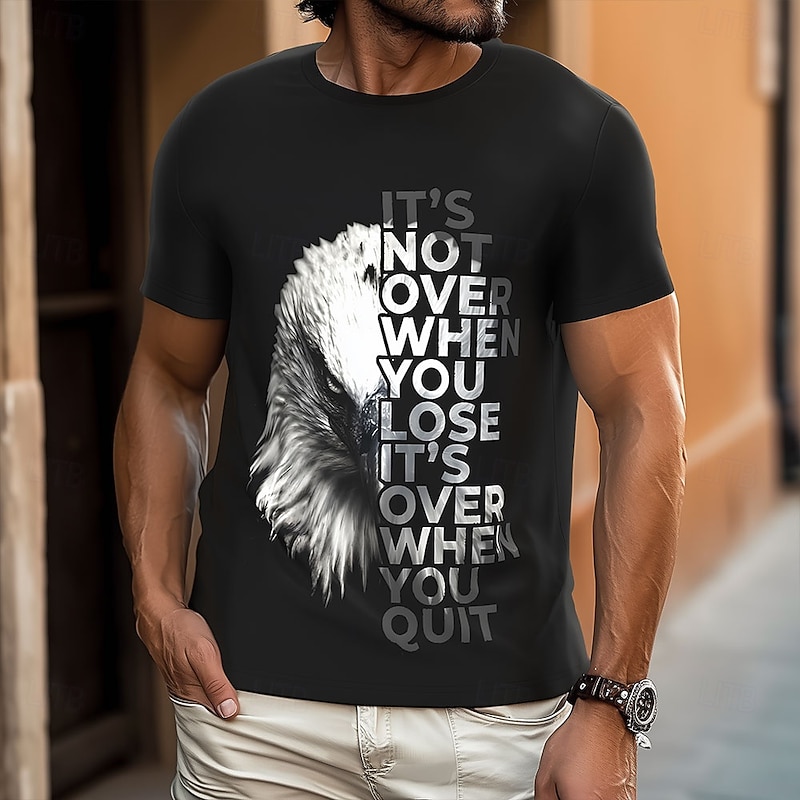 Men's Eagle T Shirt Short Sleeve T shirt 3D Print Crew Neck Shirt Fashion Daily Street Daily Black Summer Spring Clothing Apparel S M L XL XXL XXXL