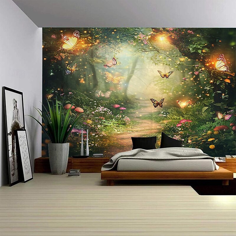 A Dreamy Plant Landscape Hanging Tapestry Mural Art Large Tapestry Mural Decoration Photo Background Carpet Curtain Home Bedroom Living Room Decoration4