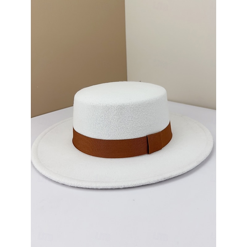 Hats Polyester Fedora Hat Wedding Elegant Vintage With Ribbon Tie Headpiece Headwear Hats Race Day Dress2