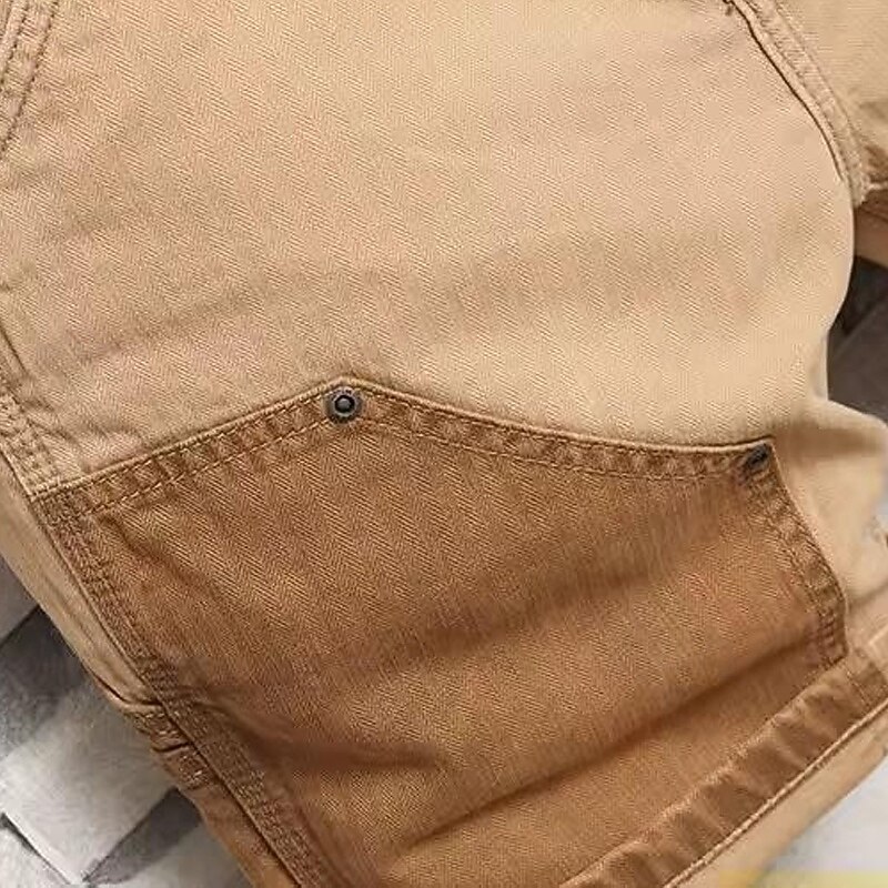 Men's Cargo Shorts Shorts Bermuda shorts Pocket Straight Leg Color Block Breathable Moisture Wicking Knee Length Outdoor Casual Daily Fashion Streetwear Khaki Micro-elastic3