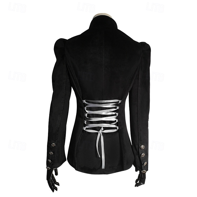 Punk & Gothic Medieval Renaissance Coat Cosplay Costume Goth Girl Fancy Dress Women's Fantasy Royal Steampunk Halloween Carnival Masquerade Daily Wear Adults' Coat Homecoming Dresses4