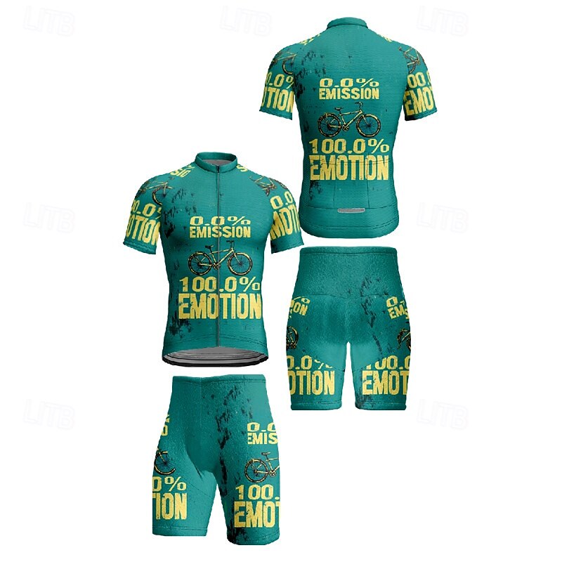 Men's Cycling Jersey with Shorts Stripes Letter & Number Short Sleeve Bike Clothing Suit with 3 Rear Pockets Mountain Bike MTB Road Bike Cycling Front Zipper Sweat wicking Comfortable Breathable2