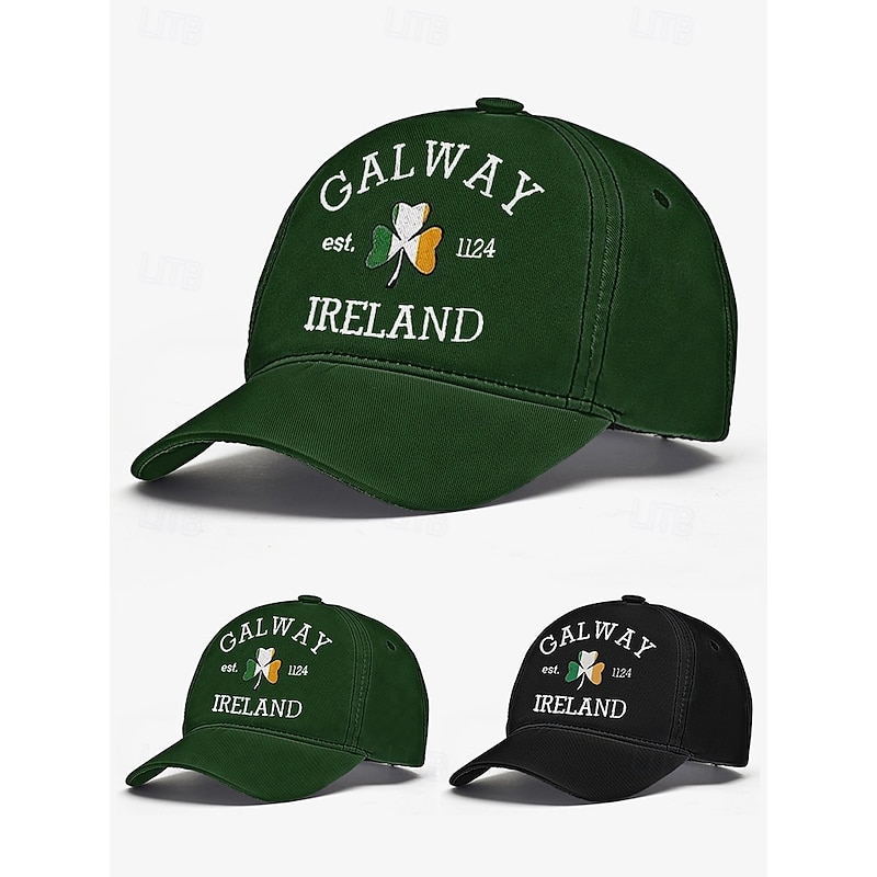 St. Patrick's Day Galway Ireland Baseball Cap with Shamrock Design – Green Cotton Hat for Men and Women2