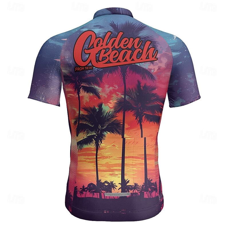 Men's Cycling Jersey Graphic Short Sleeve Bike Tee Tshirt Jersey with 3 Rear Pockets Mountain Bike MTB Quick Dry Anatomic Design Wicking Breathable Sports Blue Purple Clothing Apparel2