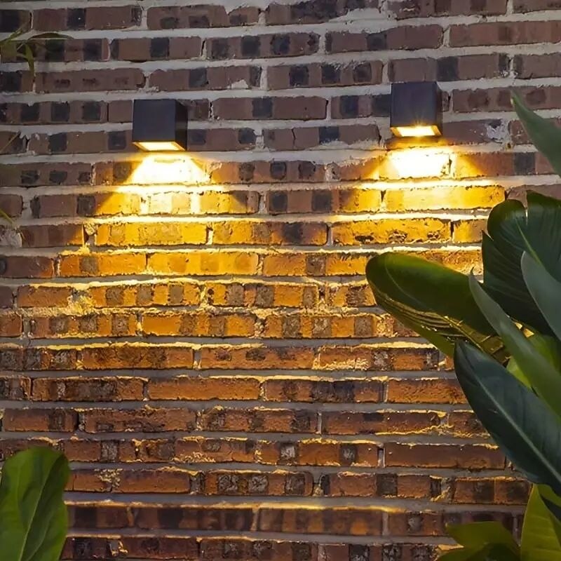 Solar Wall Lights Waterproof Outdoor Warm White/RGB LED Decor Lighting for Yard Garden and Exterior Walls Outdoor Solar Fence Lights 2pcs2