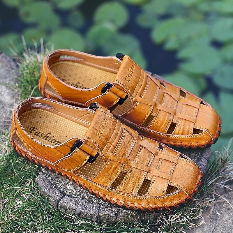 Men's Casual Faux Leather Fisherman Sandals with Adjustable Strap and Comfortable Sole for Outdoor Activities, Summer and Beach Wear2