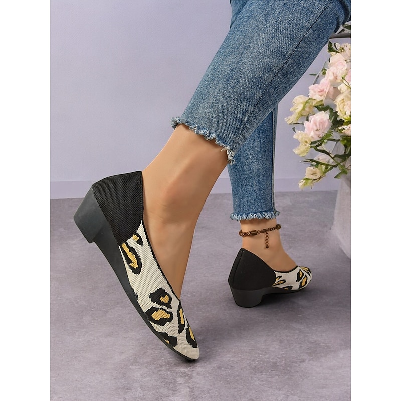 Black Knit Mesh Wedge Shoes for Women – Stylish Slip-On Shoes for Casual and Office Wear4