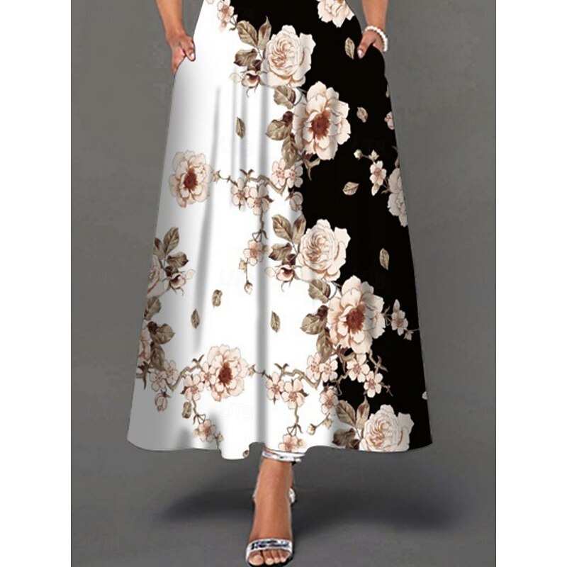 Women's Maxi Dress Casual Dress A Line Dress Tank Dress Stylish Casual Vacation Daily Regular Fit Floral Sleeveless Crew Neck Black White Yellow Blue Summer3