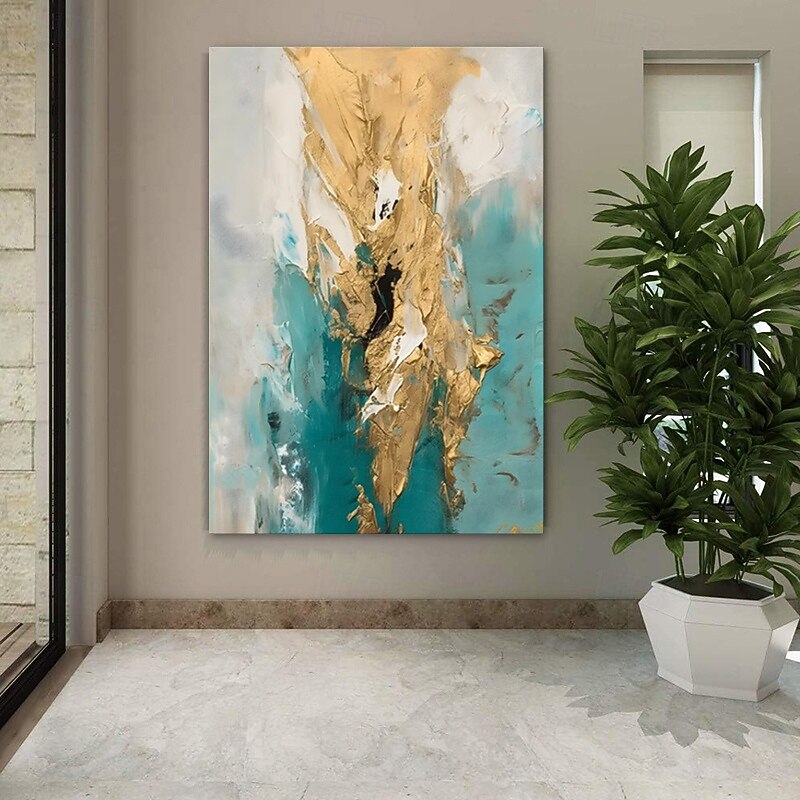 Handmade Oil Paintings Canvas Wall Art Decoration Modern Abstract Golden  Texture for Home Living Room Decor Rolled Frameless Unstretched Painting4