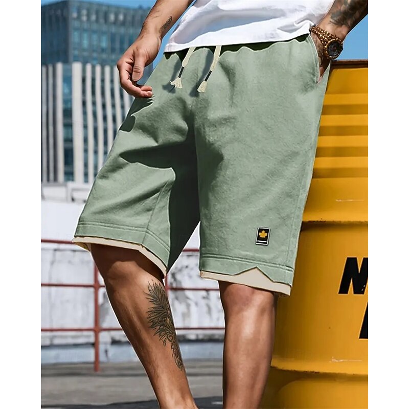 Men's Shorts Summer Shorts Casual Shorts Pocket Drawstring Elastic Waist Patchwork Comfort Breathable Short Outdoor Vacation Sport Casual Black Blue