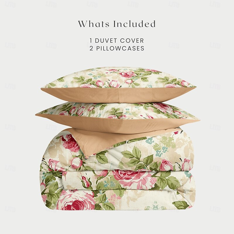 Floral Duvet Cover Set Cotton Tropical Plants Pattern Set Soft 3-Piece Luxury Bedding Set Home Decor Gift Twin Full King Queen Size Duvet Cover2