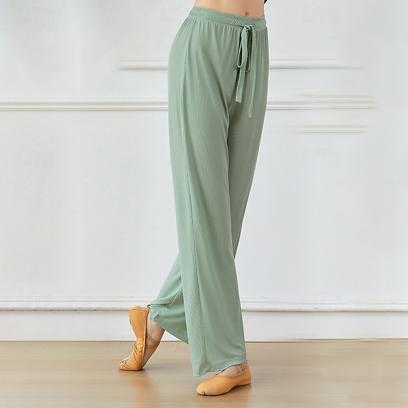 Activewear Pants Cinch Cord Pure Color Splicing Women's Performance Training High Polyester3