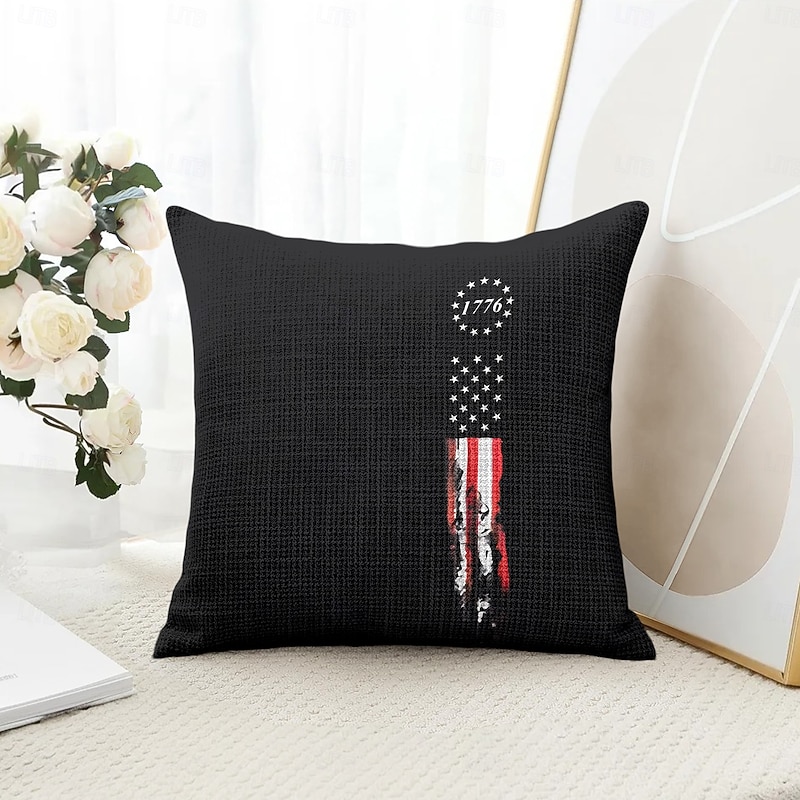 American Vintage Decorative Toss Pillows Cover 1PC Soft Square Couch Cushion Case Pillowcase for Bedroom Livingroom Sofa Chair 4th of July Independence Day