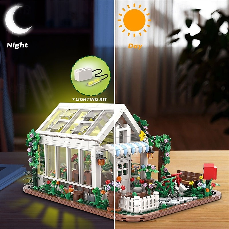 Flower House Building Block for Adults Garden Architecture Building Toy Greenhouse Model Building Set Garden Glass House Building Kit Christmas & Ideal Gift for Kids 12 (948pcs)4
