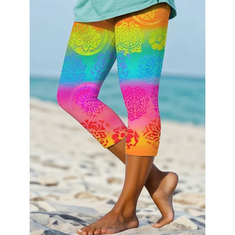 Women's Leggings Capri Pants High Elasticity Fashion Streetwear Full Length High Waist Graphic Printing Thermal Warm Breathable Soft  Outdoor Daily Light Pink Fall Winter Regular Fit