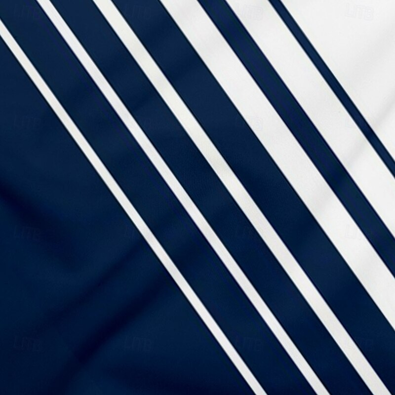 Men's Stripe Polo Short Sleeve Polo Shirts Collared Shirts Casual School Outdoor Daily Wear Home Wear 3D Print Summer Blue3