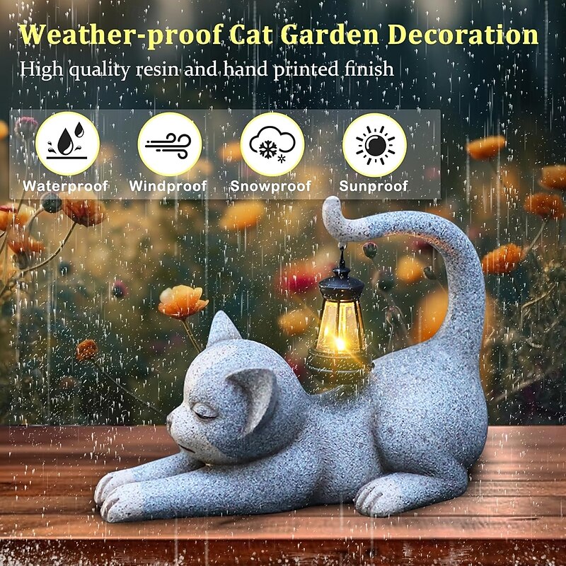 Solar Cute Cat Garden Statue Light – Outdoor Waterproof Decorative Light for Yard, Porch, Lawn, and Walkway, Perfect Birthday Gift3