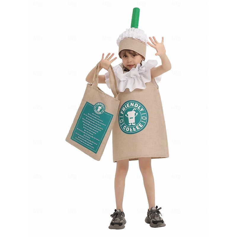 Coffee Halloween Cosplay Costume Outfits Funny Costumes Cosplay Kid's Boys' Girls' Halloween Carnival Mardi Gras Performance Party Easy Halloween Costumes Dress Up