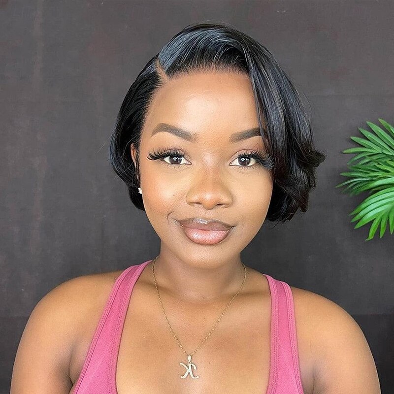 Short Bob Pixie Cut 13X4X1 Lace Wigs Human Hair Black Women Transparent Straight Lace Front Brazilian Hair Wear and Go Wig2